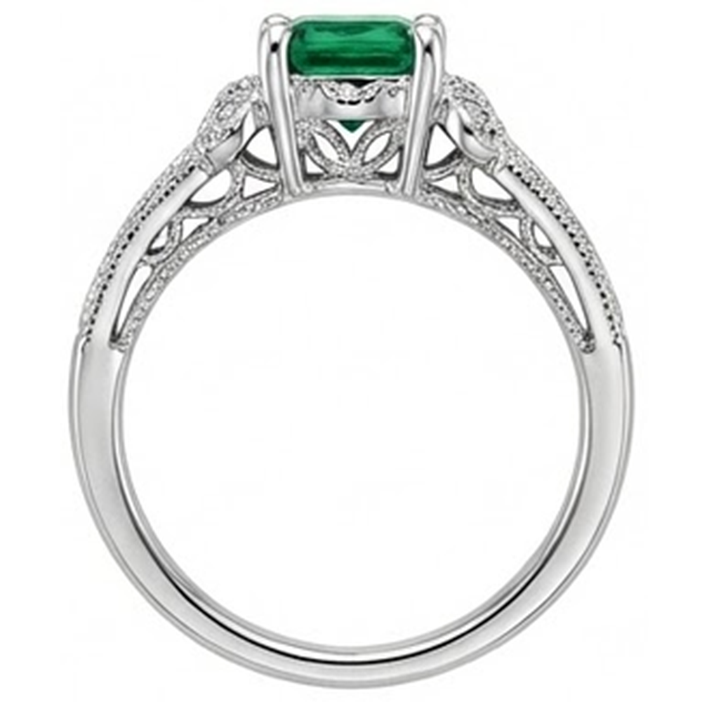 6 Ct Princess Cut Green Emerald GIA Natural Earth Mined Diamond Ring White Gold Fine Jewelry
