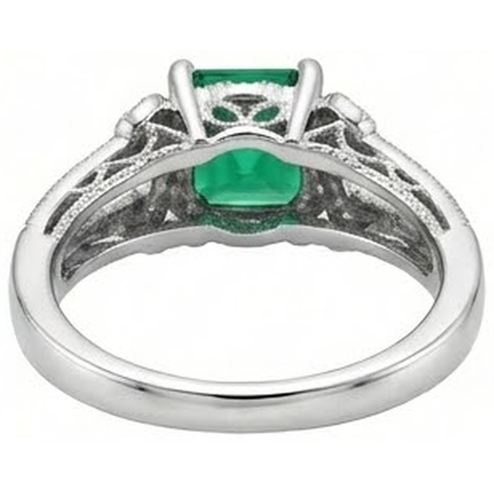 6 Ct Princess Cut Green Emerald GIA Natural Earth Mined Diamond Ring White Gold Fine Jewelry