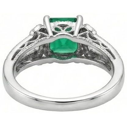 6 Ct Princess Cut Green Emerald GIA Natural Earth Mined Diamond Ring White Gold Fine Jewelry