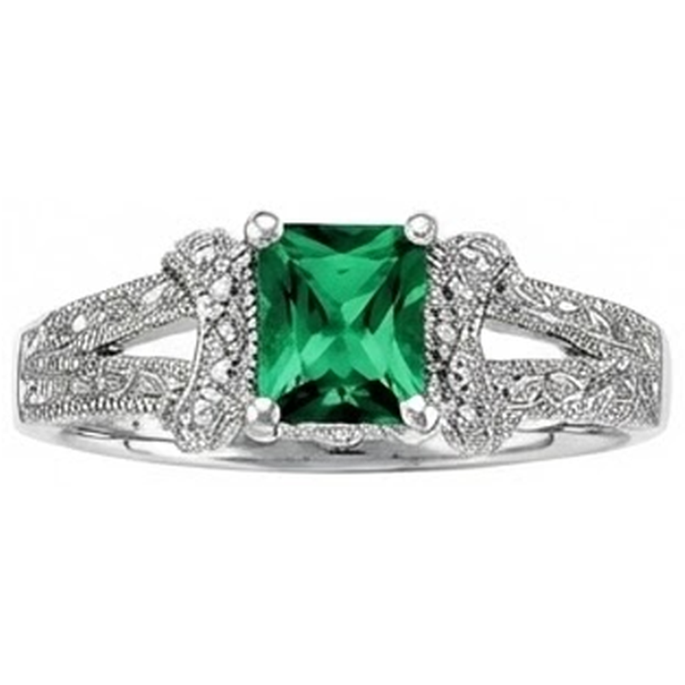 6 Ct Princess Cut Green Emerald GIA Natural Earth Mined Diamond Ring White Gold Fine Jewelry