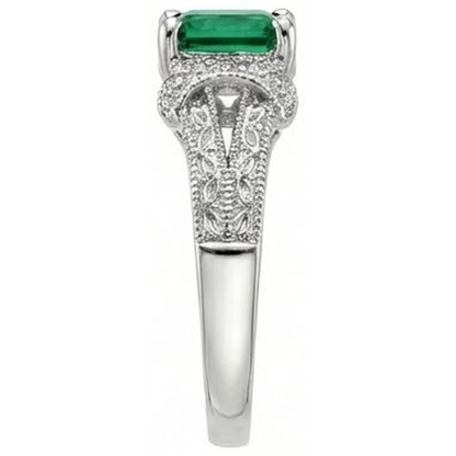 6 Ct Princess Cut Green Emerald GIA Natural Earth Mined Diamond Ring White Gold Fine Jewelry
