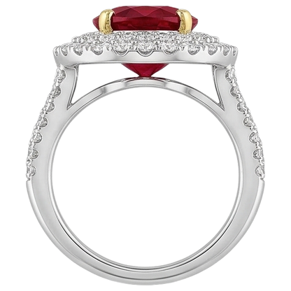 6 Ct Red Ruby IGI CERTIFIED With Diamonds Ring Prong Set Gold 14K