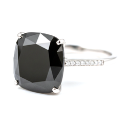 Black Diamond Jewellery 6 Carat Genuine Cushion Solitaire Ring 14K White Gold