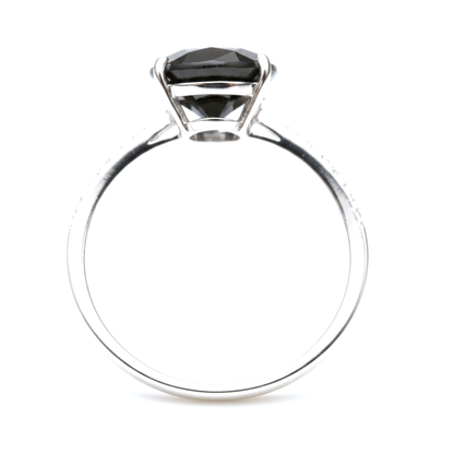 3 Carat Oval Black Diamond Solitaire Ring Natural 14K White Gold
