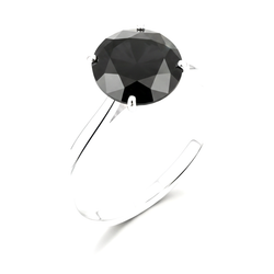 5 Carat Round Black Diamond Solitaire Ring Natural 14K White Gold