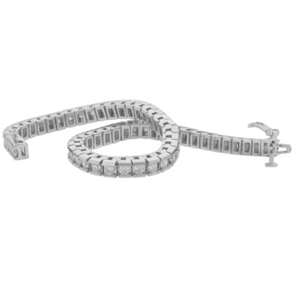 6.05 Carats Sparkling Round Cut Lab Grown Diamonds Channel Set Bracelet WG 10K