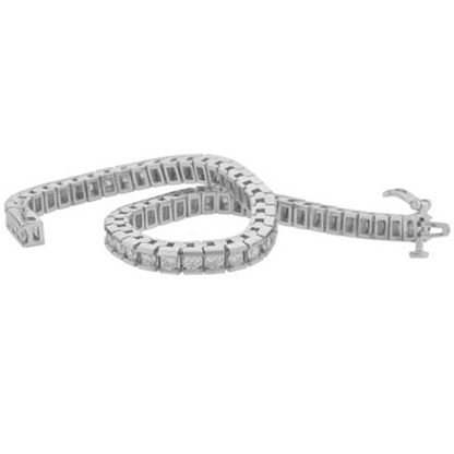 6.05 Carats Sparkling Round Cut Lab Grown Diamonds Channel Set Bracelet WG 10K