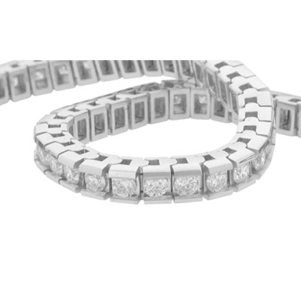 6.05 Carats Sparkling Round Cut Lab Grown Diamonds Channel Set Bracelet WG 10K
