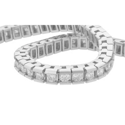 6.05 Carats Sparkling Round Cut Lab Grown Diamonds Channel Set Bracelet WG 10K