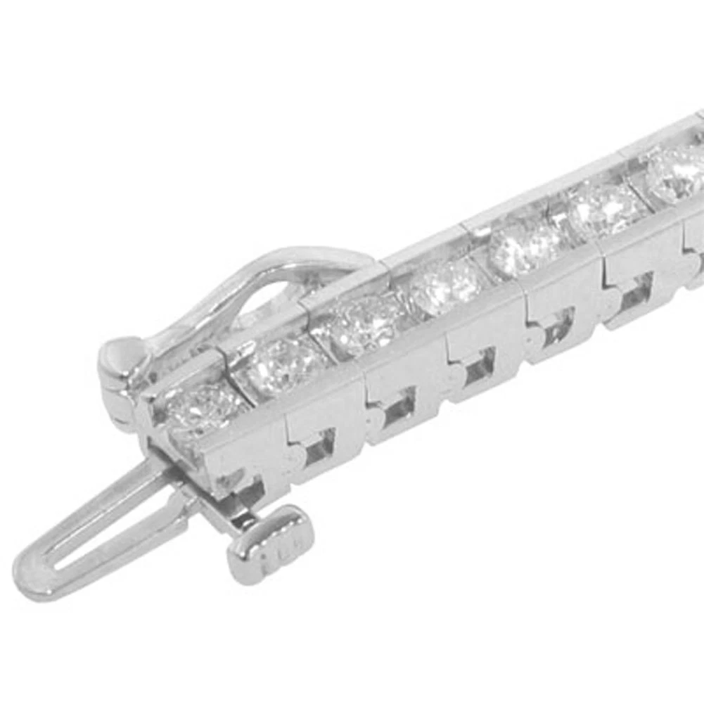 6.05 Carats Sparkling Round Cut Lab Grown Diamonds Channel Set Bracelet WG 10K