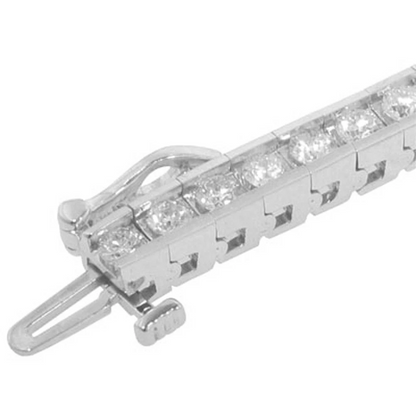 6.05 Carats Sparkling Round Cut Lab Grown Diamonds Channel Set Bracelet WG 10K