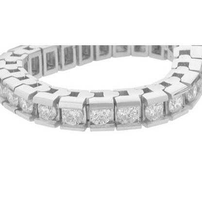 6.05 Carats Sparkling Round Cut Lab Grown Diamonds Channel Set Bracelet WG 10K