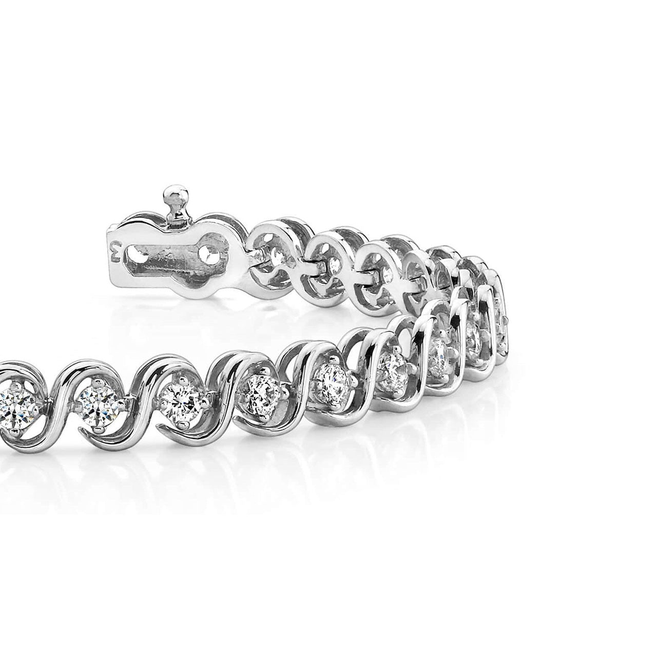 6.20 Carats Round Lab Grown Diamond Tennis S Style Bracelet White Gold