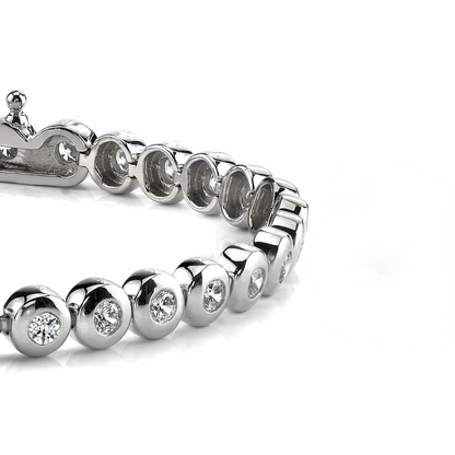6.20 Ct Round Bezel Set Lab Grown Diamond Tennis Bracelet Solid White Gold 10K
