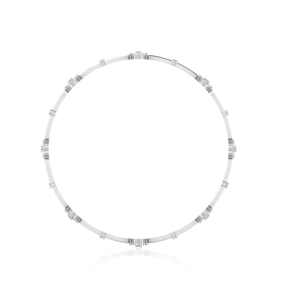 6.40 Ct Round Cut Natural Earth Mined Diamond Bangle 14K White Gold