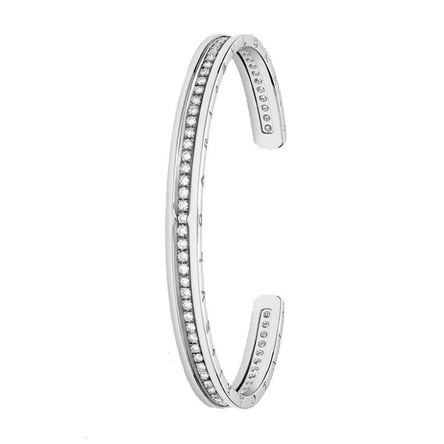 6.4 Ct Round Natural Earth Mined Diamond Women Cuff Bangle Bracelet 14K White Gold