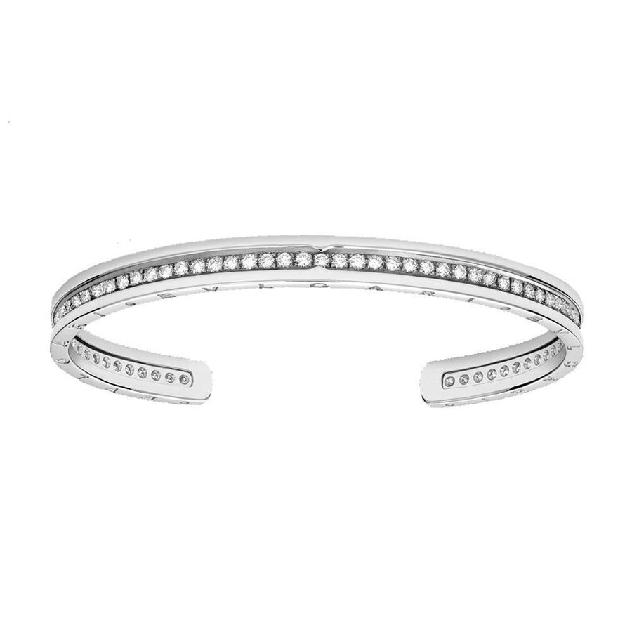 6.4 Ct Round Natural Earth Mined Diamond Women Cuff Bangle Bracelet 14K White Gold