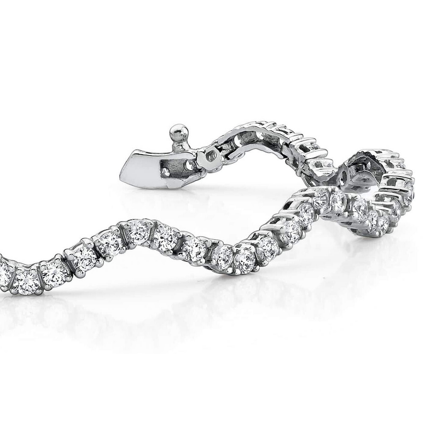 6.50 Ct Gorgeous Round Cut Real Natural Earth Mined Diamond Winding Road Bracelet White Gold
