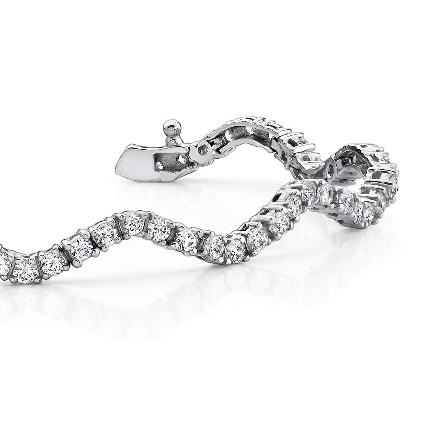 6.50 Ct Gorgeous Round Cut Real Natural Earth Mined Diamond Winding Road Bracelet White Gold