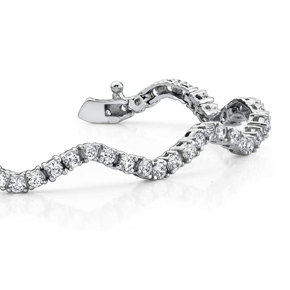 6.50 Ct Gorgeous Round Cut Real Natural Earth Mined Diamond Winding Road Bracelet White Gold