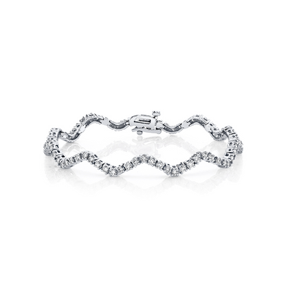 6.50 Ct Gorgeous Round Cut Real Natural Earth Mined Diamond Winding Road Bracelet White Gold