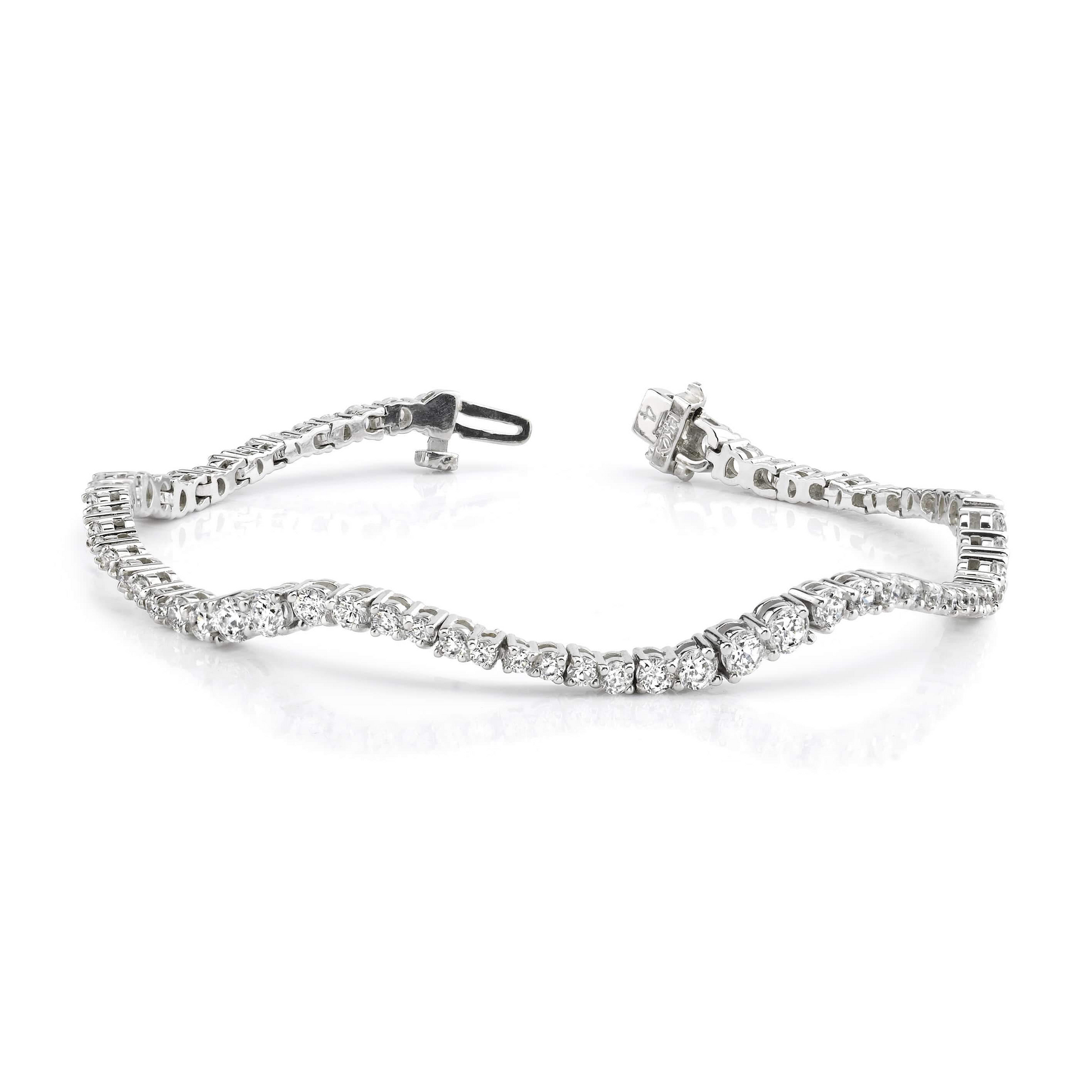 6.60 Ct Round Fine Lab Grown Diamond Bracelet Solid White Gold Sparkling