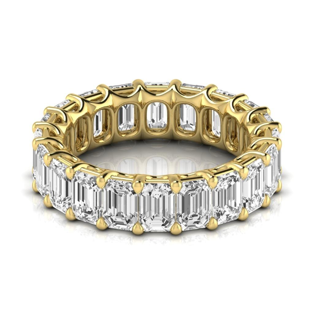 6.6 Carat Emerald Diamond Band Yellow Gold Eternity Lab Grown Jewelry