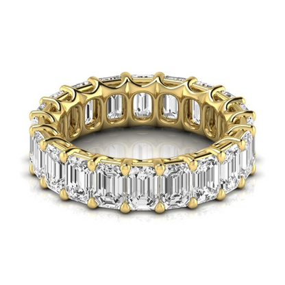 6.6 Carat Emerald Diamond Band Yellow Gold Eternity Lab Grown Jewelry
