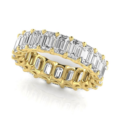 6.6 Carat Emerald Diamond Band Yellow Gold Eternity Lab Grown Jewelry