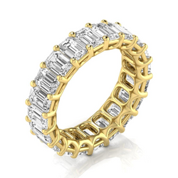 6.6 Carat Emerald Diamond Band Yellow Gold Eternity Lab Grown Jewelry