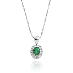 6.70 Carats Colombian Green Emerald & Natural Earth Mined Diamond Gemstone Necklace Prong 14K White Gold