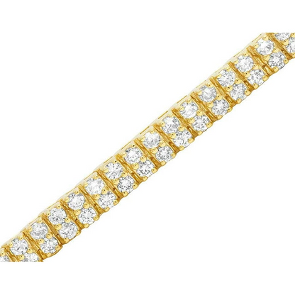 6.70 Carats Double Row Lab Grown Diamonds Tennis Bracelet Yellow Gold 10K