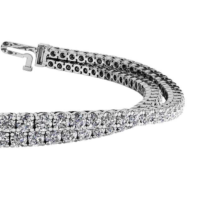 6.70 Carats Double Row Natural Earth Mined Diamonds Lady Bracelet Gold White 14K New