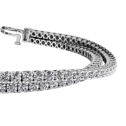 6.70 Carats Double Row Natural Earth Mined Diamonds Lady Bracelet Gold White 14K New