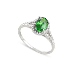 6.75 Carats Green Emerald And Natural Earth Mined Diamond Ring White Gold 14K