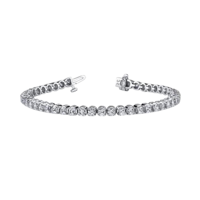 6.75 Carats Lab Grown Diamonds Prong Set Tennis Bracelet White Gold