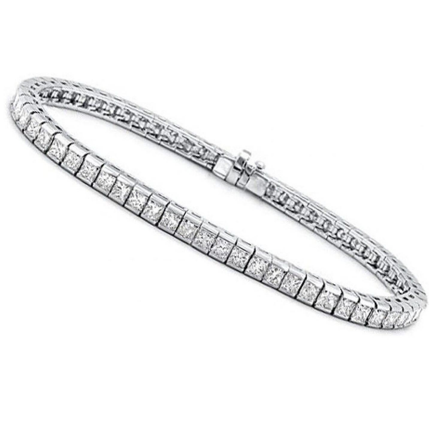 6.80 Carats Princess Cut Lab Grown Diamonds Tennis Bracelet Gold 14K