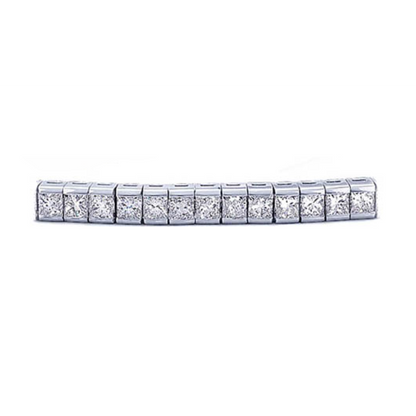 6.80 Carats Princess Cut Lab Grown Diamonds Tennis Bracelet Gold 14K
