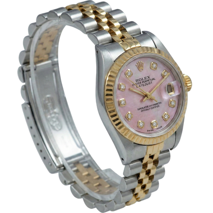 Burgundy Diamond Dial Ss & Gold Jubilee Datejust Lady Watch Rolex