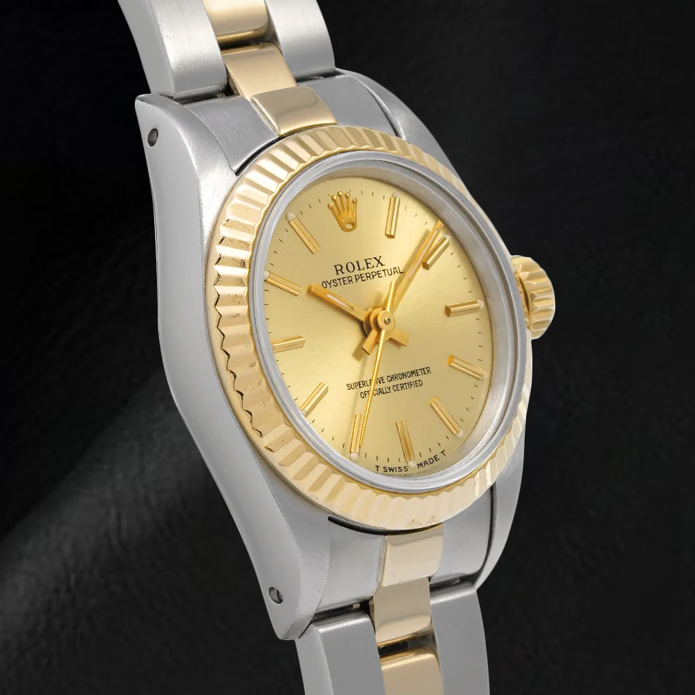 67193 Rolex Oyster Perpetual Champagne Dial Women Watch