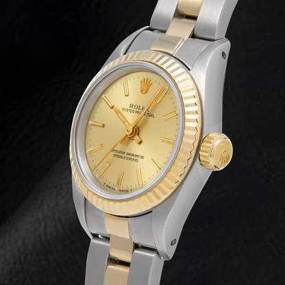 67193 Rolex Oyster Perpetual Champagne Dial Women Watch