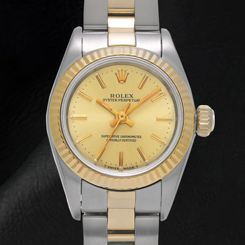 67193 Rolex Oyster Perpetual Champagne Dial Women Watch