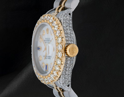 69173 Rolex Datejust 26mm Diamond Dial With Blue Sapphire Two Tone Watch