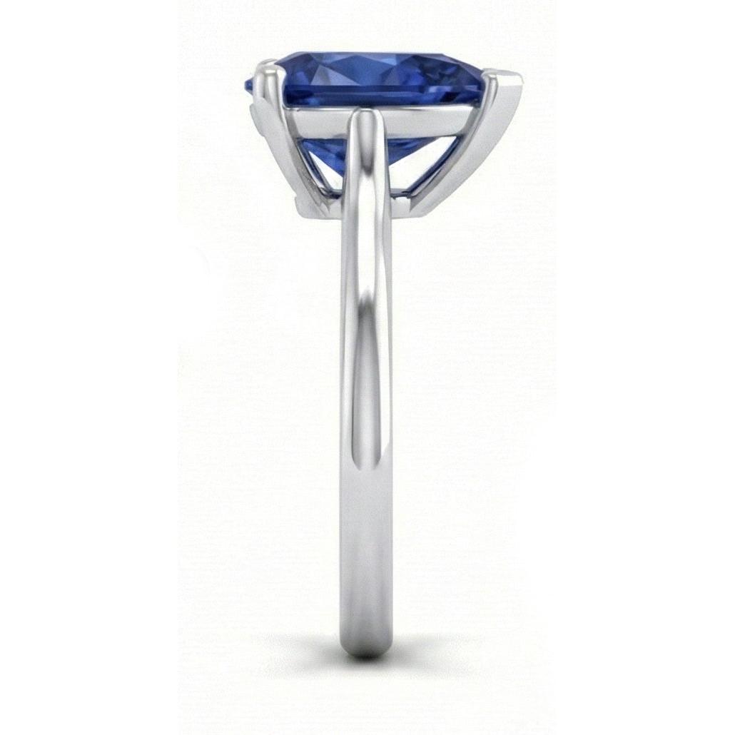 1 Carat Ceylon Sapphire Solitaire Ring Pear Cut Cathedral Setting