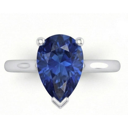 1 Carat Ceylon Sapphire Solitaire Ring Pear Cut Cathedral Setting