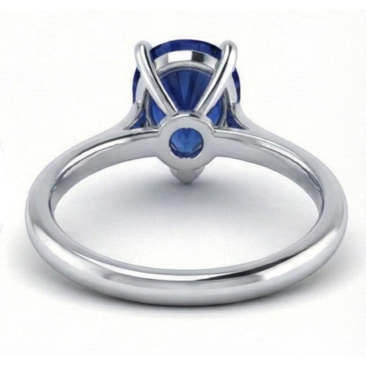 1 Carat Ceylon Sapphire Solitaire Ring Pear Cut Cathedral Setting