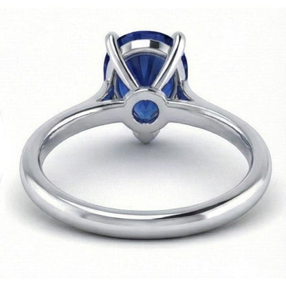 1 Carat Ceylon Sapphire Solitaire Ring Pear Cut Cathedral Setting