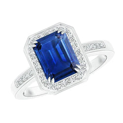 6 Carat Elegant Sapphire Engagement Halo Ring