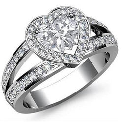 Natural  6 Carat Heart Diamond Wedding Ring