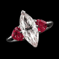 6 Carat Marquise Diamond Ring With Rubies